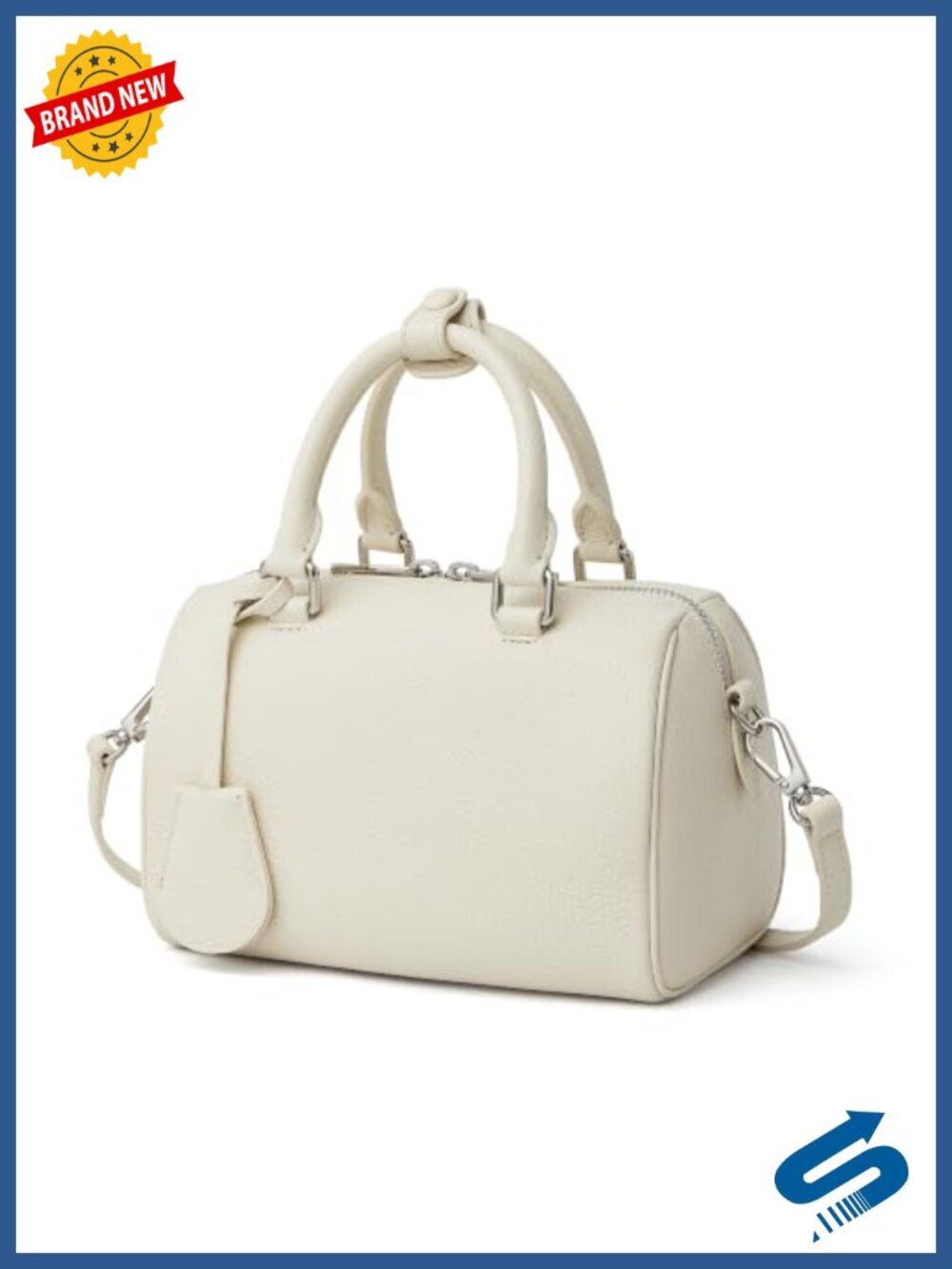 Mini Leather Top Handle Boston Barrel Purse with Crossbody Strap